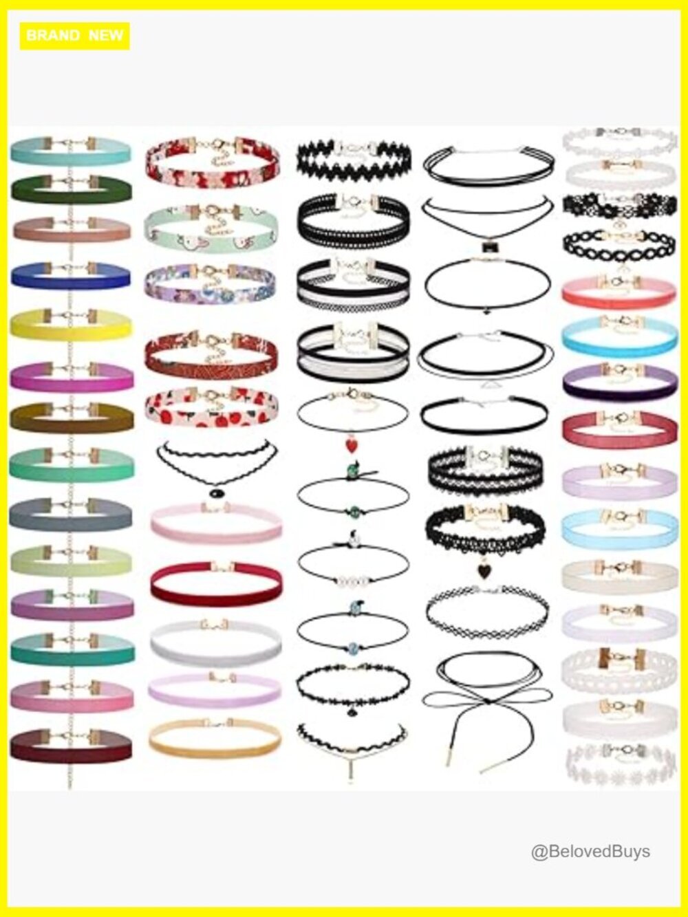 60 Pcs Choker Necklace Set Classic Gothic Collar Velvet Lace Stretch Layered